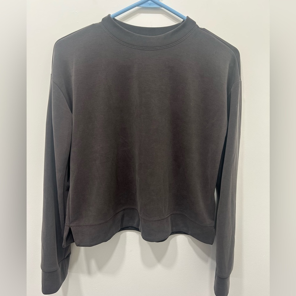 Athleta Long Sleeve XS Charcoal Seasoft Tencel Blend Crewneck Sweatshirt NWOT‎